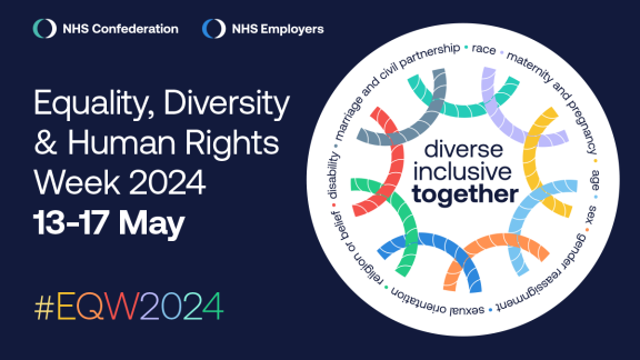 Graphic which reads: Equality, Diversity and Human Rights Week 2024, 13-17 May #EQW2024