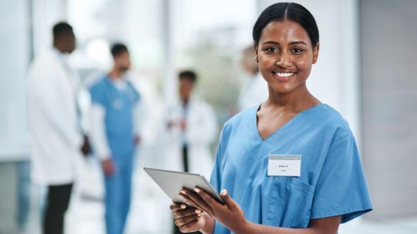 Nurse using tablet