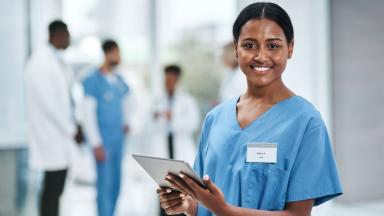 Nurse using tablet