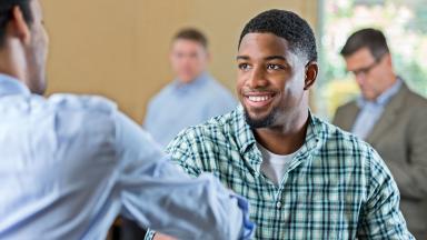 A handshake at an interview.