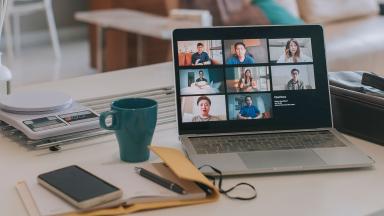 Laptop conference call - banner
