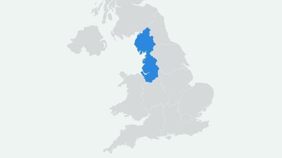 Map of England with the North West of England highlighted