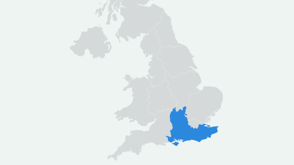 Map of England with the South East highlighted