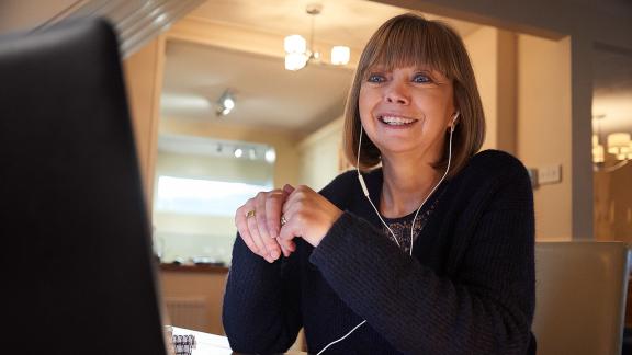 A homeworker on a video call.