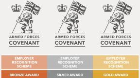 Armed Forces Covenant. Employer Recognition Scheme. Bronze Award, Silver Award and Gold Award.