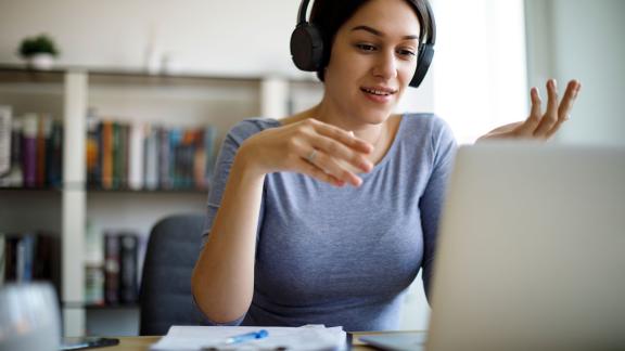 A home worker in a video call.