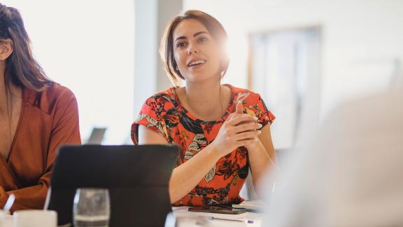 An office worker during a meeting.