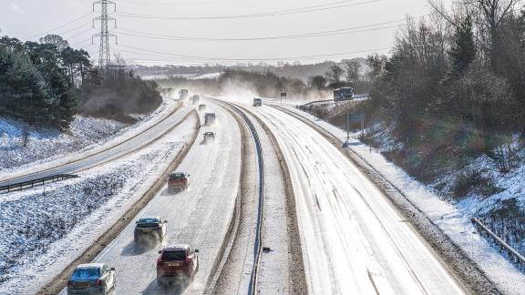 A dual carriageway in the snow