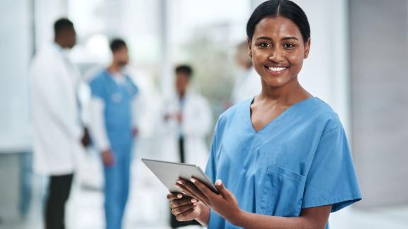 Nurse using tablet