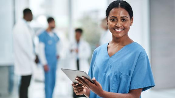 Nurse using tablet