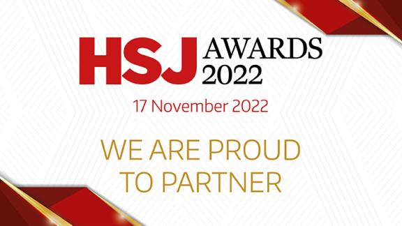 Banner for the HSJ Awards, 10 November 2022, which reads: we are proud to partner.