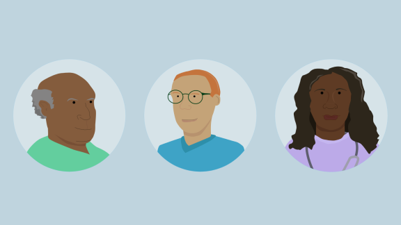 Diverse illustrations of three SAS doctors.