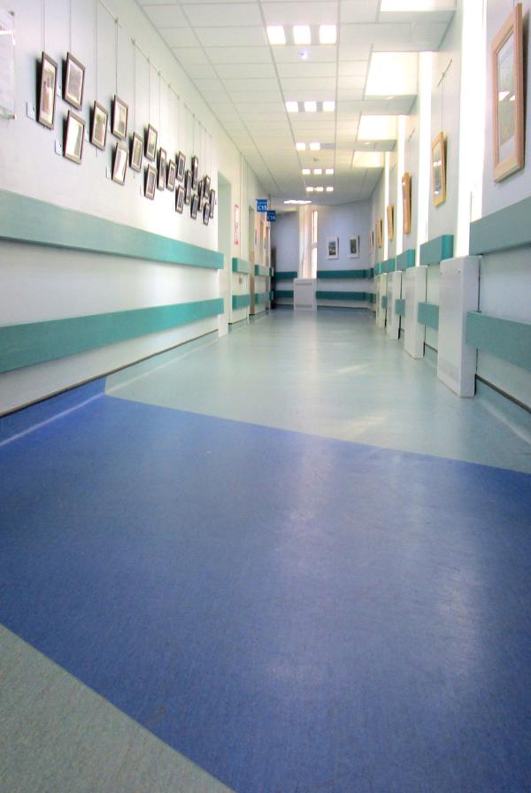 A hospital corridor.