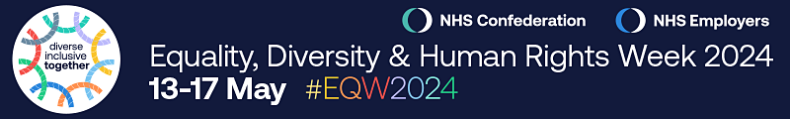 Graphic which reads: Equality, Diversity and Human Rights Week 2024, 13-17 May #EQW2024