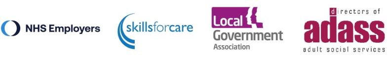 Logos for NHS Employers, Skills for Care, LGA and ADASS