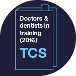 Outline of a book with Doctors and dentists in training 2016 written on the front