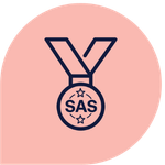 Medal labelled ‘SAS’, representing recognition of SAS contributions