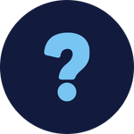 A dark blue circle with a lighter blue question mark inside
