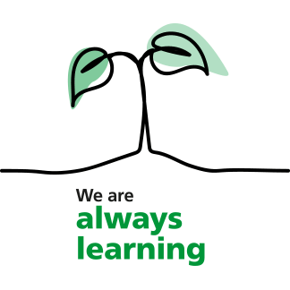 A People Promise icon of a seedling which reads "we are always learning".