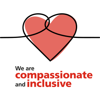 A People Promise icon of a heart which reads "we are compassionate and inclusive".